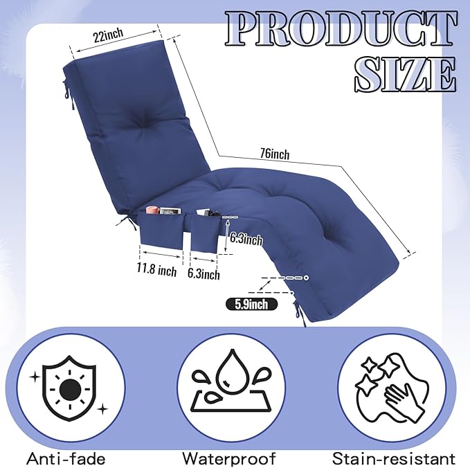 Outdoor Chaise Lounge Cushions - Image 2