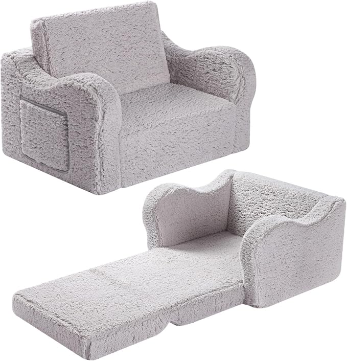 MOMCAYWEX Kids Sofa, 2-in-1 Flip-Out Foam Couch by MOMCAYWEX
