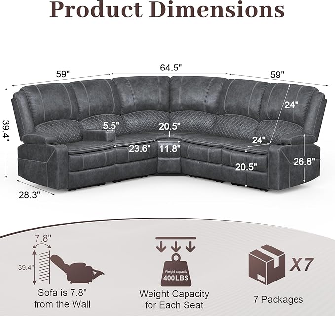 Yolsali Manual Reclining Sectional Sofa Set, 5 Seats Soft Dutch Velvet Recliner - Image 2