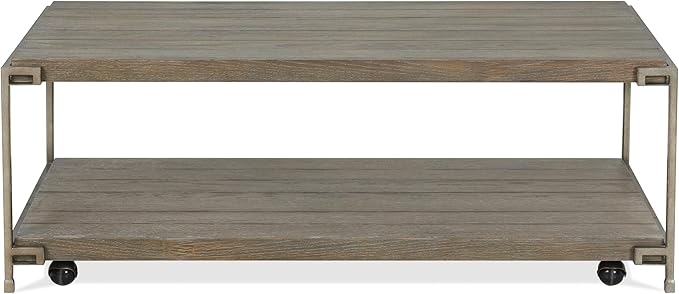 50 inch Wood Coffee Table with Removable Casters, Industrial Living Room Center - Image 6