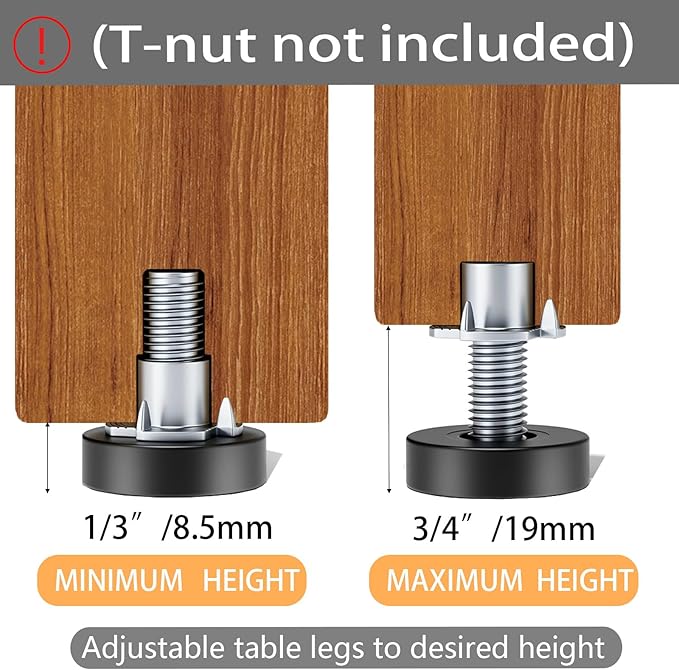 1/4" Thread Leveling Feet, Adjustable Furniture Feet Threaded Screw in - Image 6