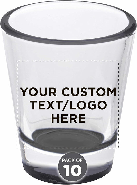 Custom Shot Glasses 1.75 oz. Set of 10, Personalized Bulk Pack - Great for Wedding Favors, Bachelorette Party Decorations, Party Fovors, Color Bottom - Black