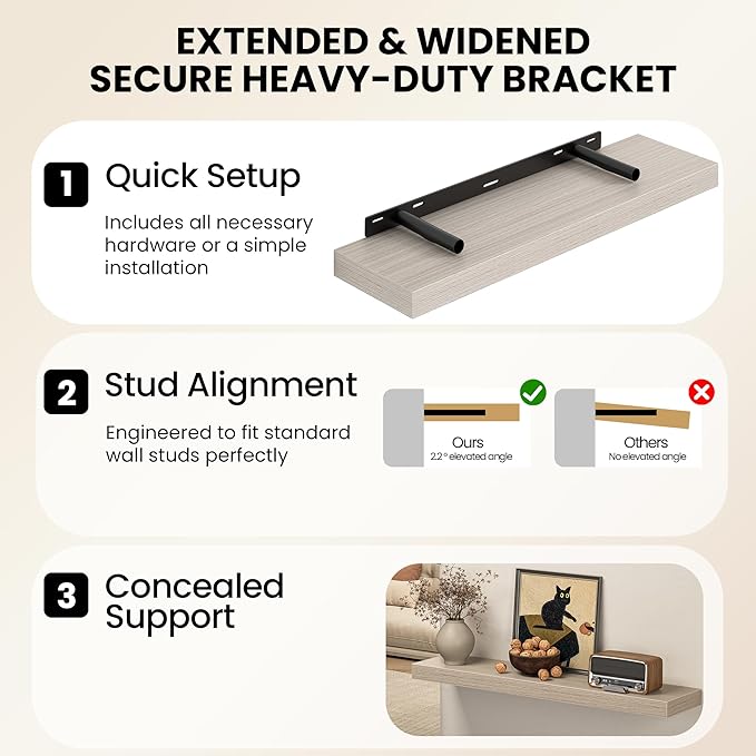 Fun Memories 67 Inch Fireplace Mantel Shelf, Deep Floating Shelves - Image 7