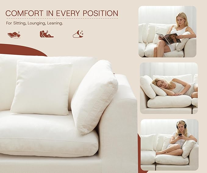 GRUSIGN 141'' Oversized Boneless Cloud Couch - Image 9