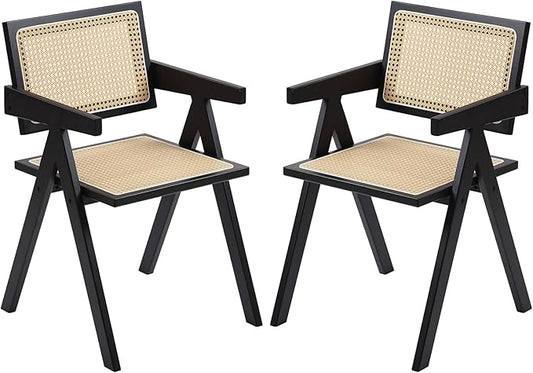 Furlide Rattan Dining Chairs Set of 2, Modern Mid Century Dining Chairs by Furlide