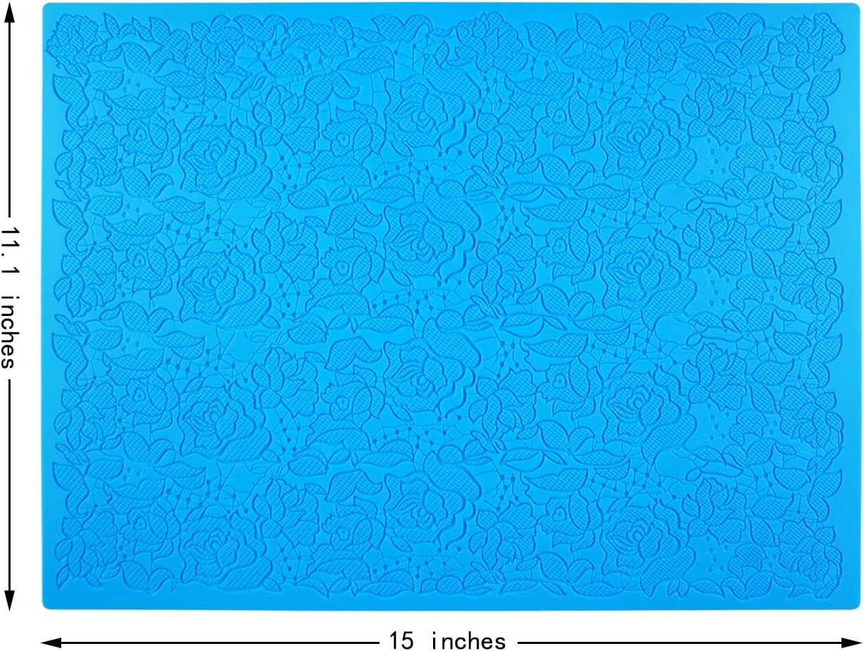 Embossing Lace Fondant Molds, Silicone Cake Fondant Mat, Rose Impression Lace Mold, Multi Circle Flowers Lace Mat Wedding Cake Decoration Tool