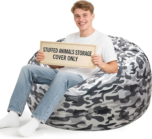 Lukeight Camo Stuffed Animals Storage Bean Bag Chair Cover by Lukeight