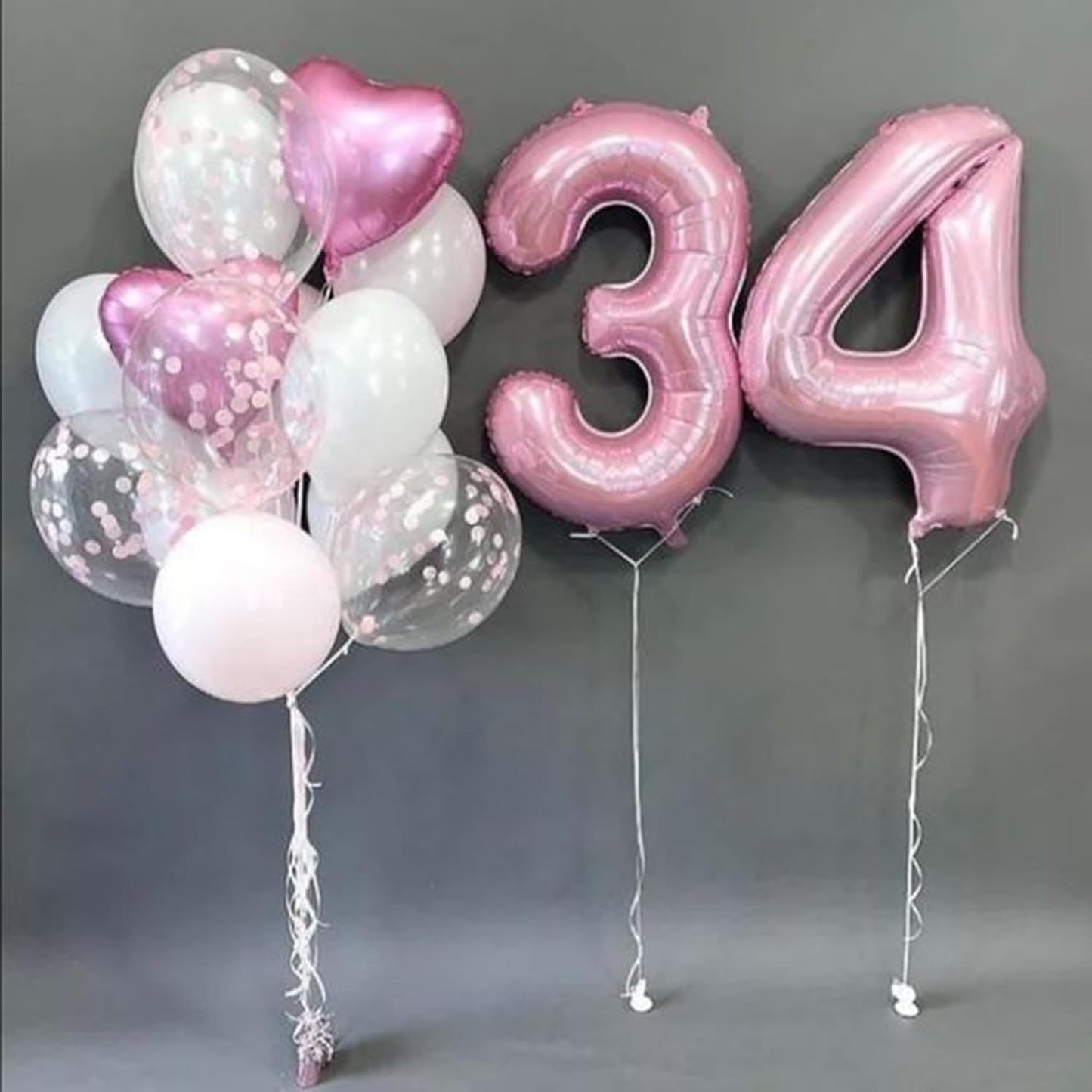 Light Pink 4 Number Balloons 40 Inch Big Foil Helium Number Balloons 0-9 Jumbo Happy 4th 40th Mylar Birthday Party Decorations for Girl Anniversary Graduation Princess Party Decoration