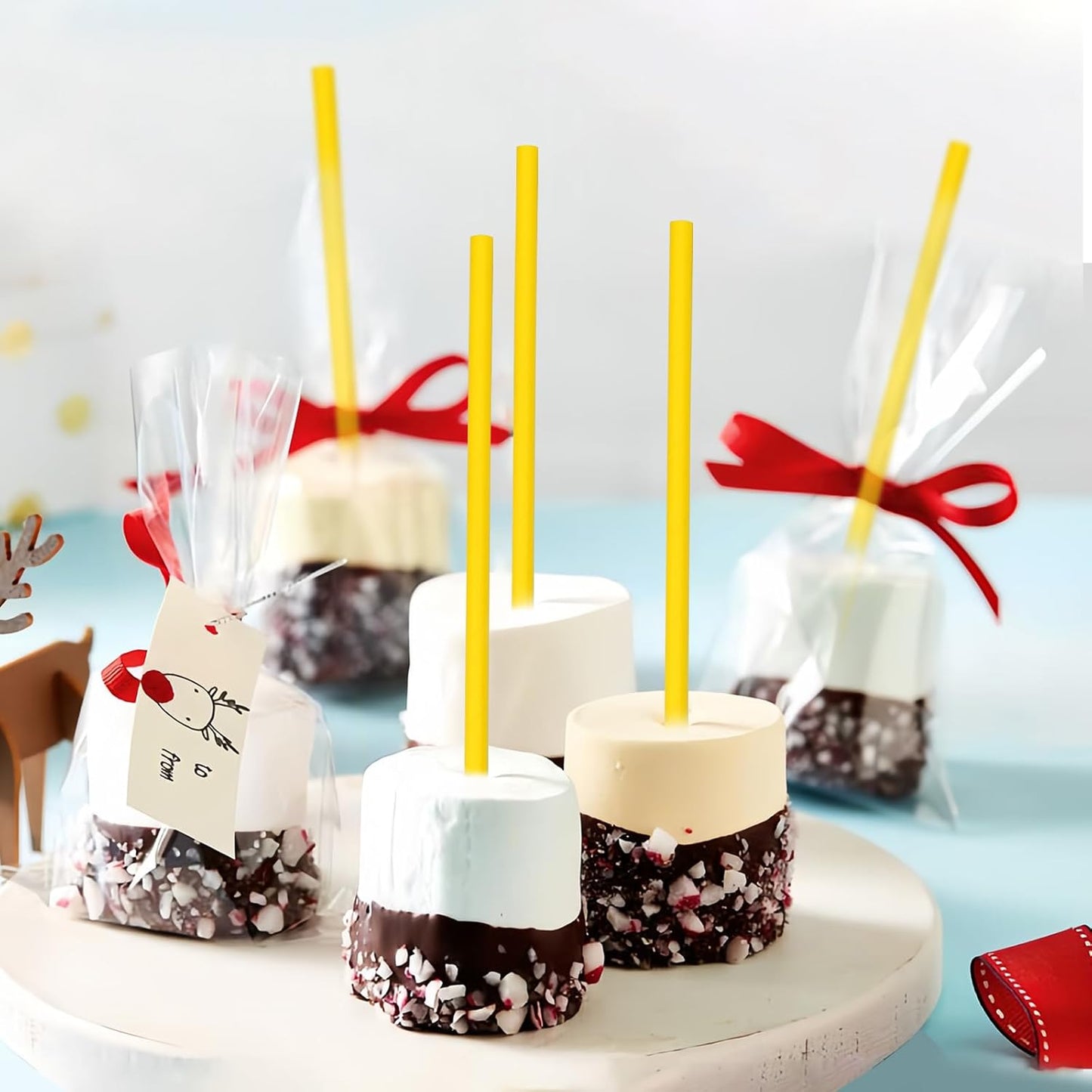 Solid Yellow Disposable Paper Drinking Straws 7.75 inch 100 Counts - for Beverage, Birthday, Party, DIY Arts Crafts