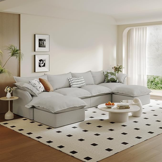 6 Seat U Shape Modular Sectional Couch Sofa by Gtilzria