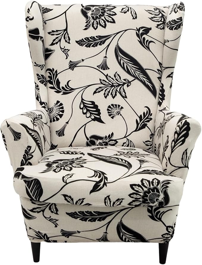HAOYONG Wing Chair Slipcovers Printed Wingback Chair Covers 2 Pieces Wingback by HAOYONG