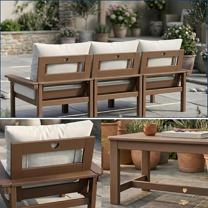HDPE 7 Piece Patio Furniture Set, All-Weather Outdoor Couch Set - Image 9