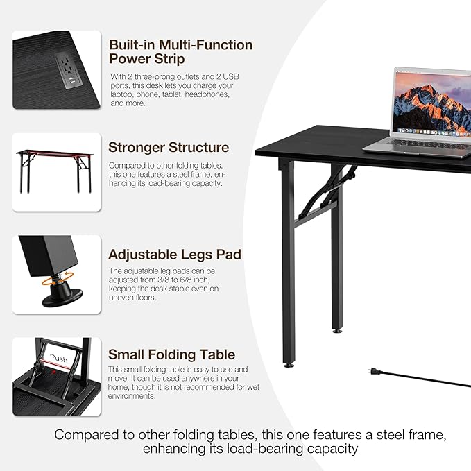 TEMI Long Computer Desk Folding Table - Image 7