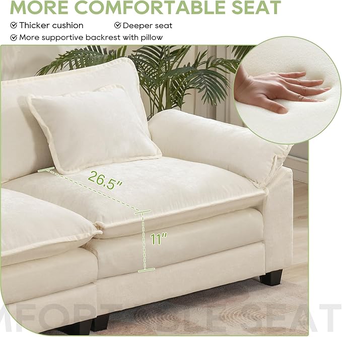 Oprisen 53" Modular Sectional Sofa, Comfy Cloud Couch Sectional Sofa - Image 4