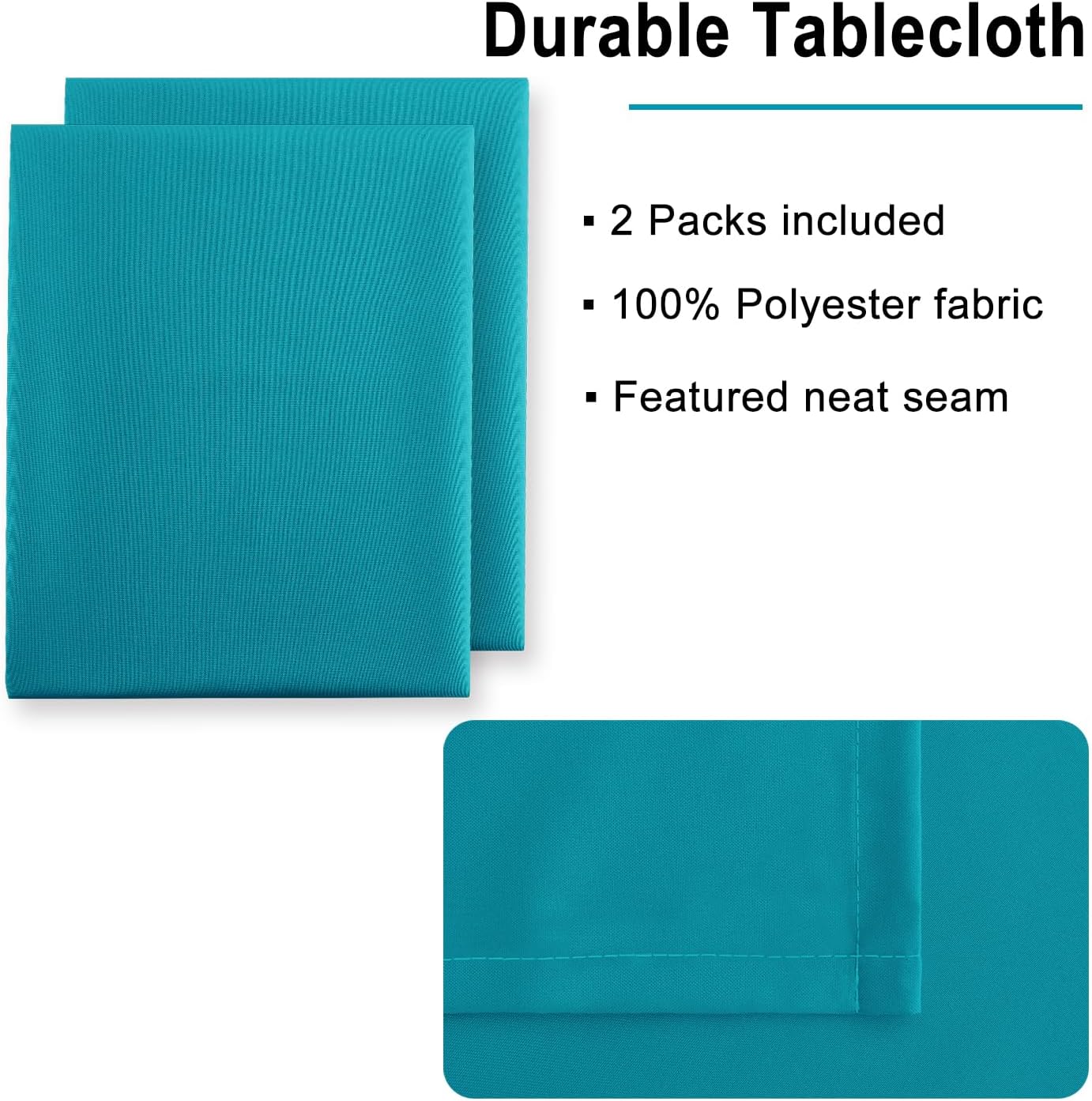 Hiasan 2 Pieces Turquoise Rectangle Tablecloth - Water Resistant and Spillproof Dining Room Washable Fabric Table Cloth for Dining Room, Polyester, 54 x 80 Inch