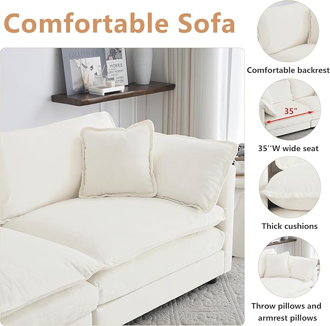 mikibama Luxury Oversized 3 Piece Sofa Set, 2 Pieces of 2 Seater and 1 Piece of - Image 3