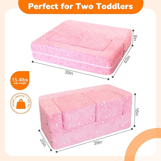 MeMoreCool Glow-in-The-Dark Unicorn Kids Modular Couch Sofa – Convertible - Image 3