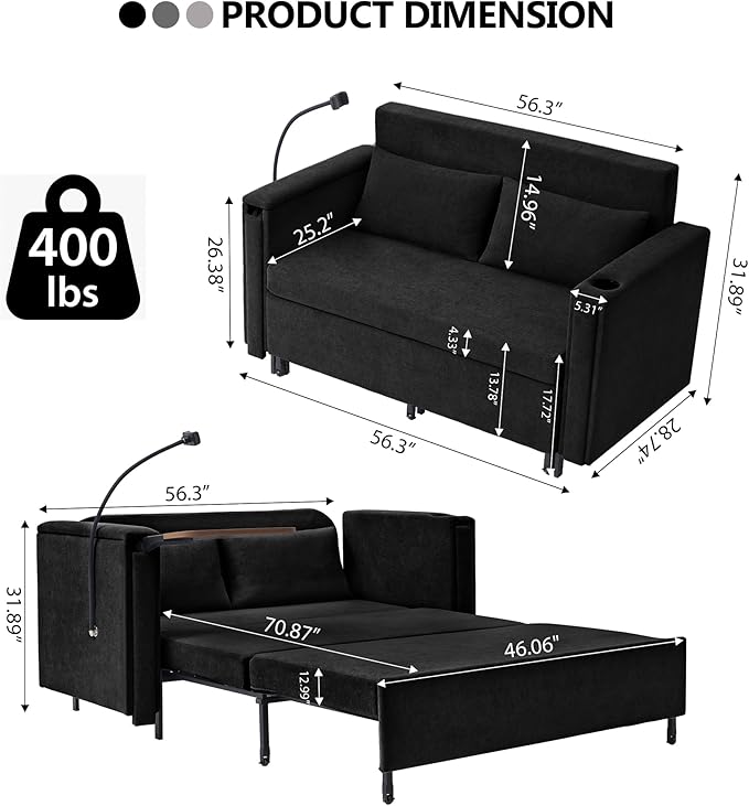 3-in-1 Convertible Sleeper Sofa Couch - Image 2