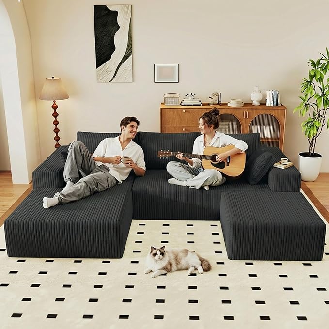 95" Cloud Sectional Couch U-Shaped Chaise - Image 6