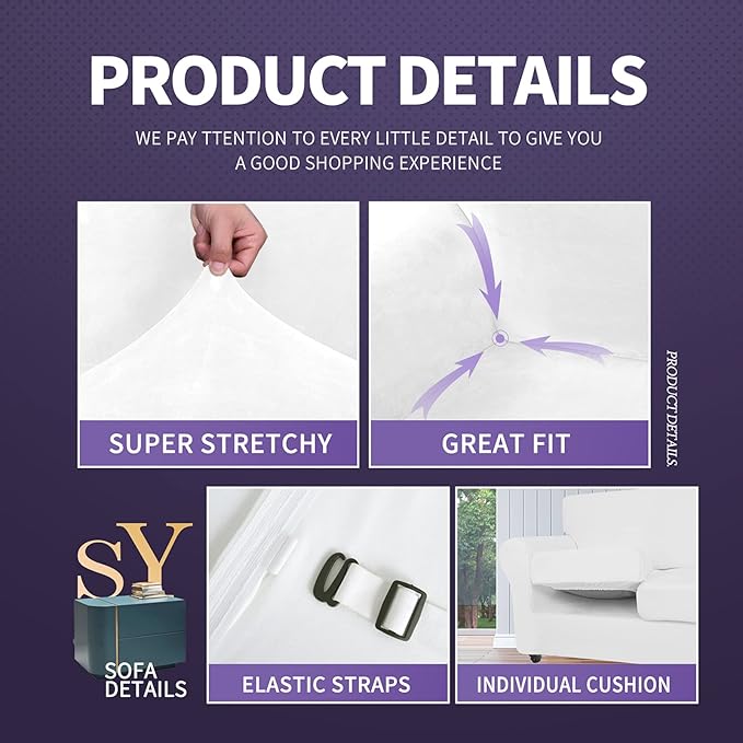 ZNSAYOTX Oversized Velvet 3 Piece Couch Cover - Image 4