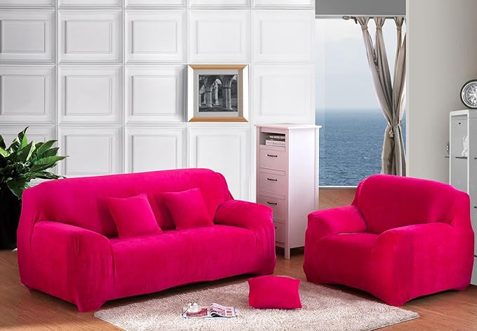 vctops 1-Piece Velvet Plush Stretch Sofa Slipcover - Image 2