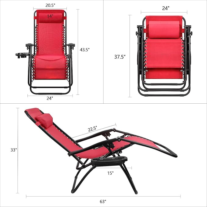 Devoko Patio Zero Gravity Chair Outdoor Folding Adjustable Reclining Chairs - Image 3