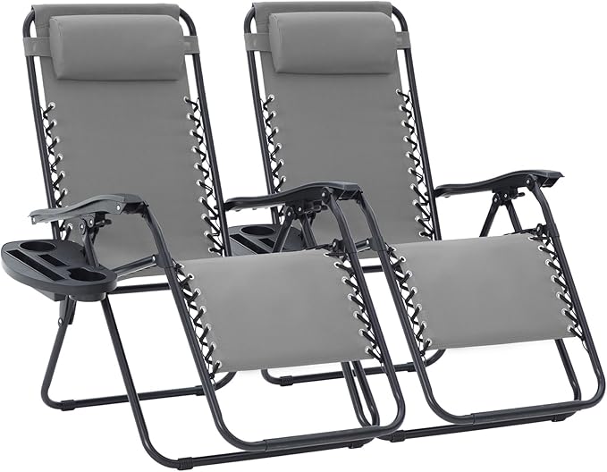 JEAREY Zero Gravity Lounge Chairs Set of 2, Adjustable Steel Mesh Recliners by JEAREYOutdoorsCollection