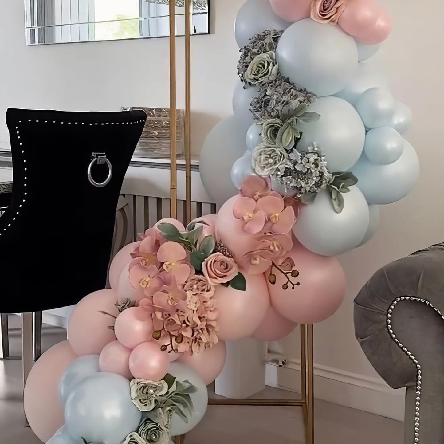 Dusty Pink Blue Balloons, Pink Blue Balloons, Silver White Rose Gold Blue Balloon, Clear Star Print Balloon for Birthday Gender Reveal Baby Shower Party Wedding Bridal Shower Bachelorette Supplies