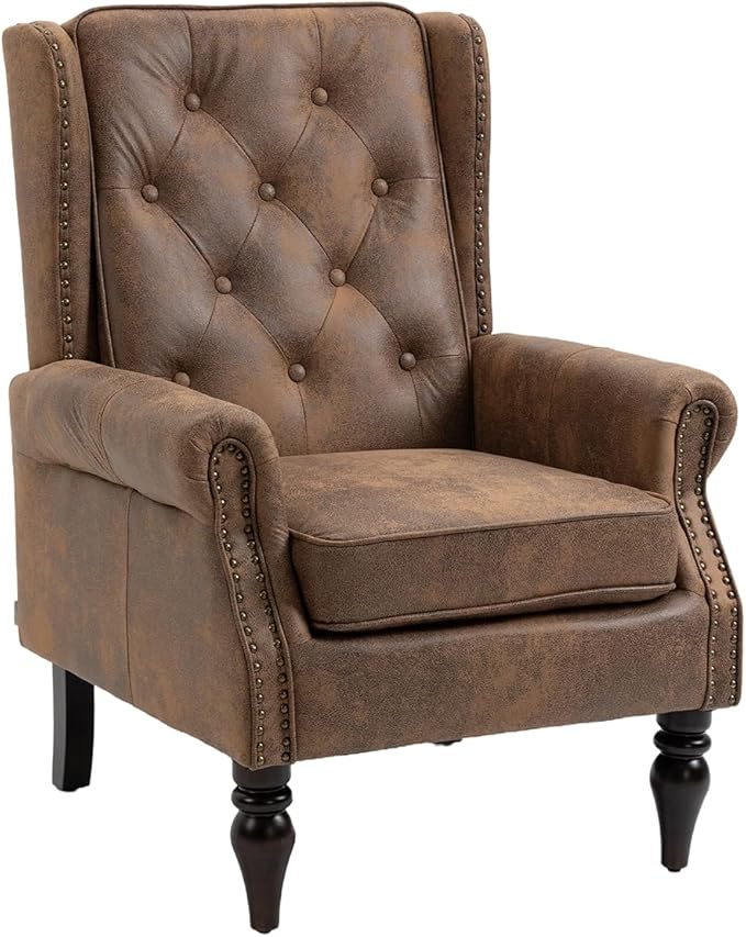 Mid-Century High Wingback Chair, Microfiber Accent Chair Armchair by Lin-Utrend