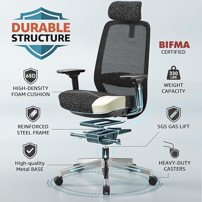 ErgoSift M2 Office Chair Ergonomic Desk Chair High-Back Mesh Desk Chair - Image 9