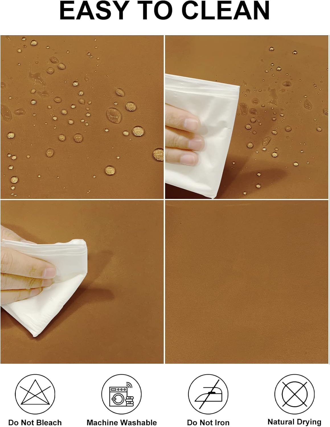 Fokitut 2 Pack Waterproof Square Tablecloth, 52x52 Inch, Stain Resistant and Wrinkle Polyester Table Cloth, Fabric Table Cover for Kitchen Dining, Wedding, Party, Holiday Dinner-Gold