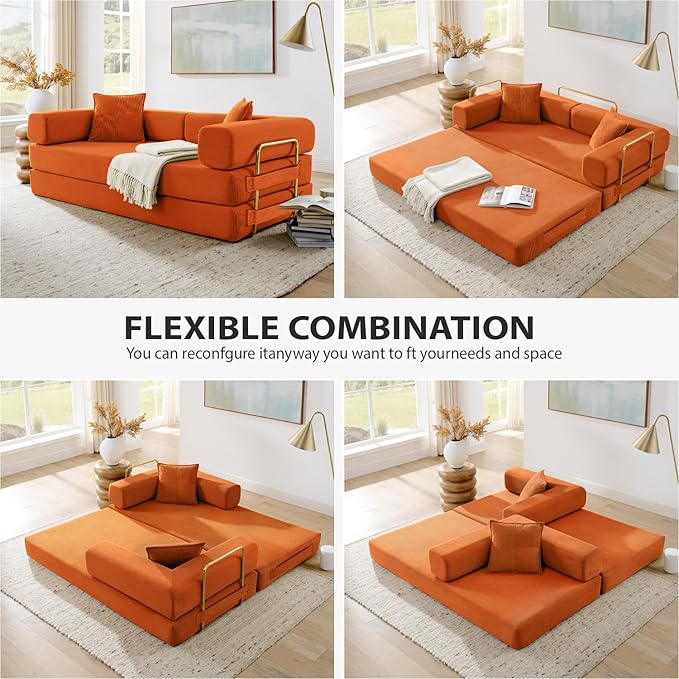 HANXIN Convertible Sleeper Sofa Bed, 78 Inch Folding Floor Mattress Couch - Image 5