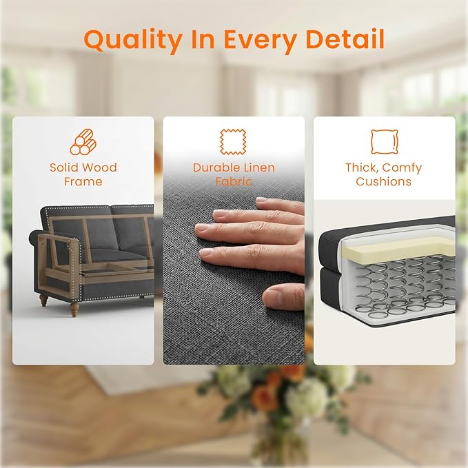 Living Room Sofa Sets 3 Piece, Modern 3 Seater Sofa and Loveseat Couch and - Image 3