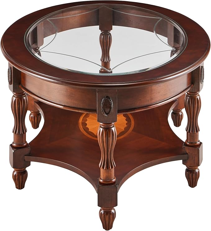 LEEMTORIG Oval Coffee Table for Living Room, Cherry Solid Wood - Image 5