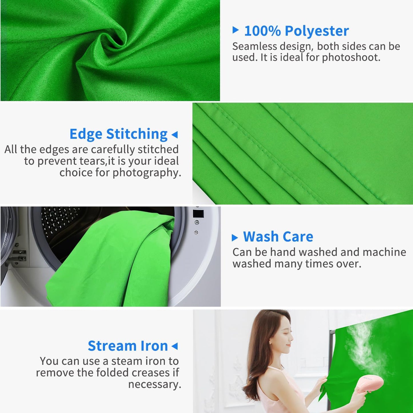 HEMMOTOP Green Screen Backdrop, 5x6.5 ft Photography Chroma Key Greenscreen Background Sheet for Background Removal, Zoom Meeting, Photo Video Studio, Live Streaming, Video Recording (Backdrop only)