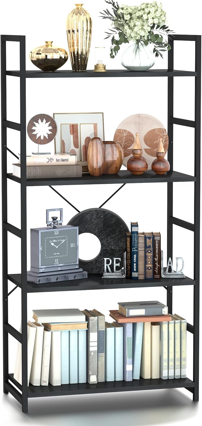 NUMENN 4 Tier Bookshelf, Tall Bookcase Shelf Storage Organizer, Modern Book by NUMENN