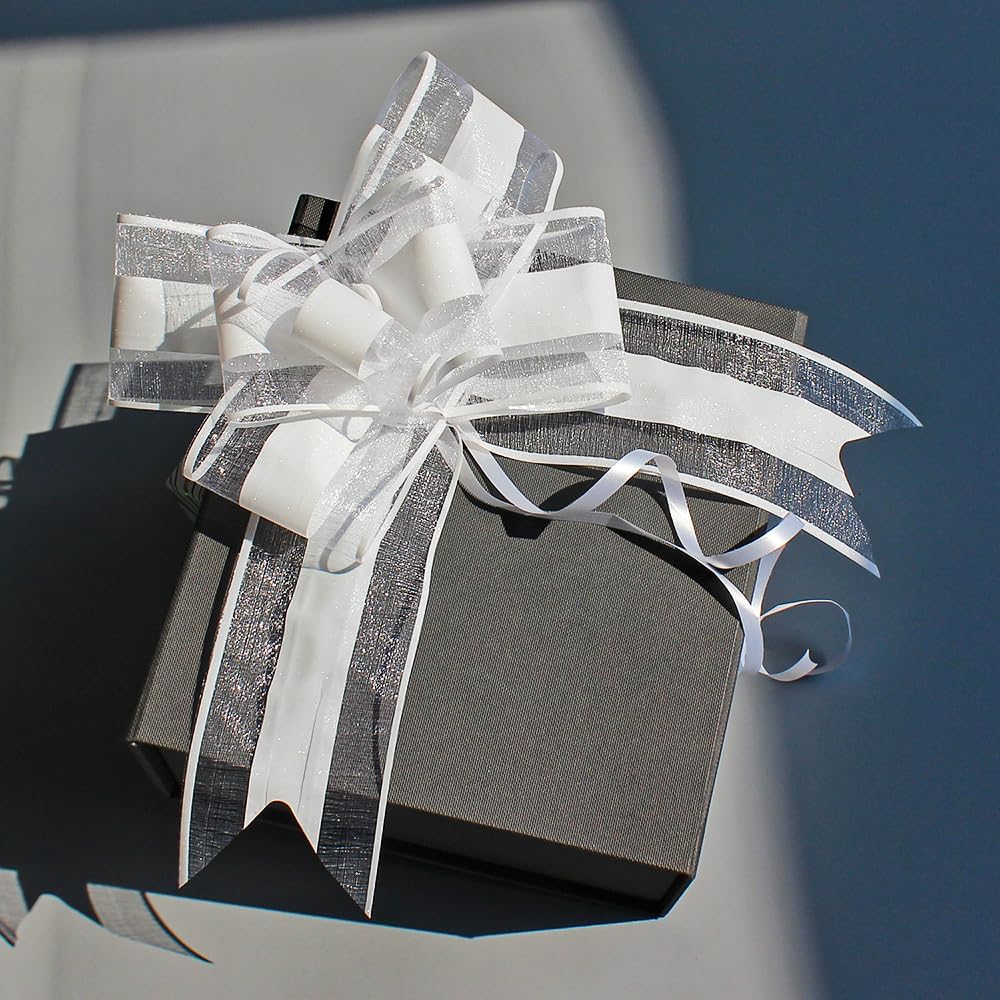 Large White Gift Bow, 10 PCS White Pull Bows for Gift Wrapping, Wedding, Christmas, Valentine's Day, Presents, Flower Basket Decor(8 inches)