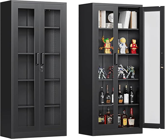 Display Cabinet with Glass Doors, Display Case Cabinet by Anxxsu