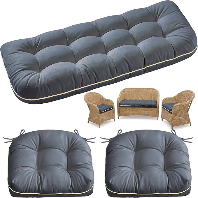 1 MIDDLE ONE Wicker Chair Cushions 3 Pieces Set by 1MIDDLEONE