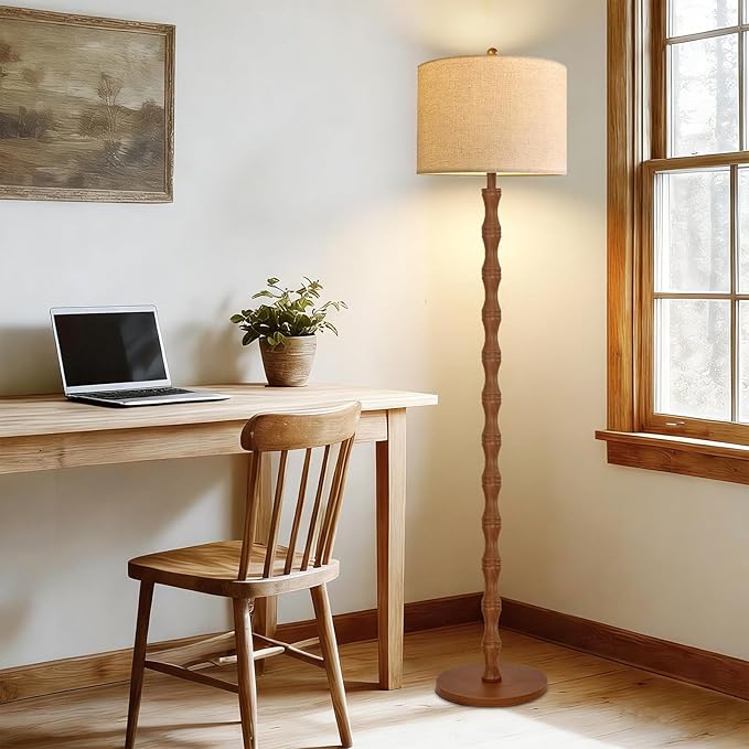 QIYIZM Wood Floor Lamp for Living Room, Vintage Standing Lamp - Image 6