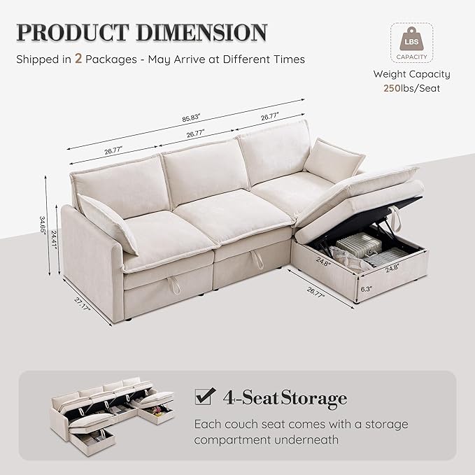 85.83" Modular Sectional Cloud Couches - Image 2