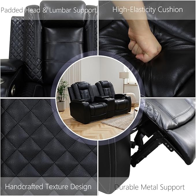 Power Recliner Sofa Set, Living Room Furniture Sets, Leather Reclining Sofa Set - Image 7