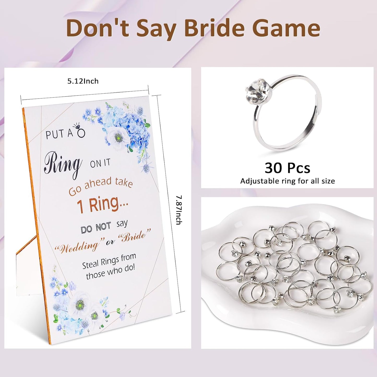 30 Set Bridal Shower Games for guests, Guess the Dress and Ring Wedding Shower Games for Guests with Wooden Put A Ring on It Sign,Red Heart Wooden Clip Wedding Party Supplies Games Ideas