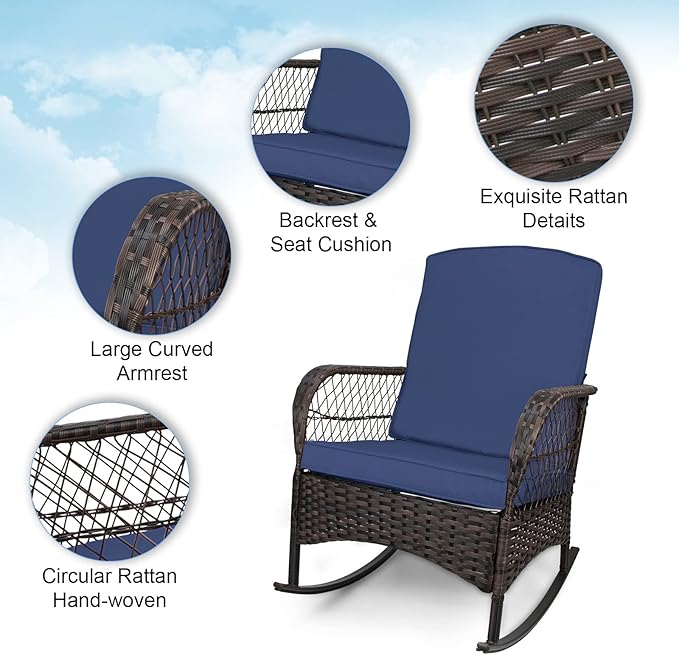 LEVELEVE 3 pcs Rocking Bistro Set Conversation Chairs - Image 4
