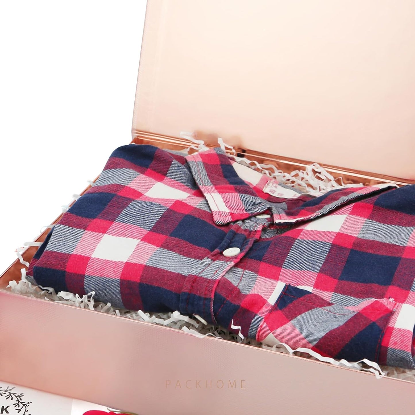 PACKHOME Large Gift Box 13.5x10x3.5 Inches, Sturdy Shirt Box with Magnetic Lid for Multiple Occasions (Glossy Rose Gold)