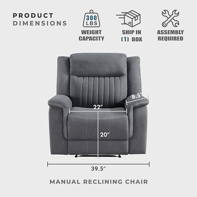 Lexicon Manual Recliner Chair, Polished Microfiber Reclining Sofa Chair - Image 4