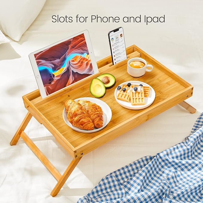 Bamboo Bed Tray Table, Large Breakfast Tray - Image 3