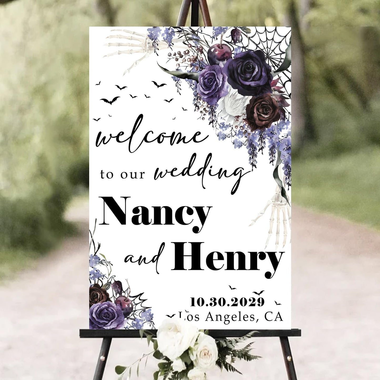 Gothic Halloween Wedding Welcome Til Death Do Us Part Sign - Black Gothic Wedding Sign