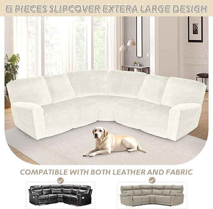 Arfntevss Sectional Recliner Couch Covers Velvet Corner Sectional Sofa Cover - Image 5