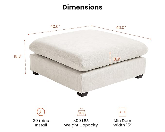 CHIC HOUSE Module for Modular Oversized Couch, Corduroy Customizable Chaise - Image 2